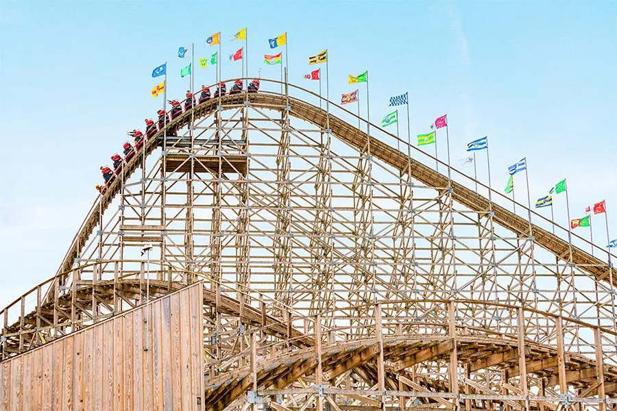 close up of cu chulainn rollercoaster at emerald park